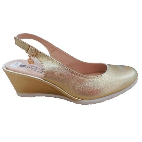 Jose Saenz 5001 Gold Slingback Wedge Shoe