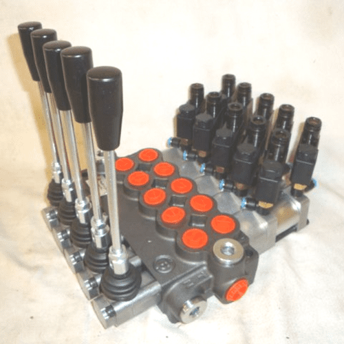 5 Lever Valve For Tilt Slide Recovery Truck All Levers Fitted With Pneumatic/24v Solenoid Controls