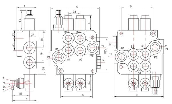 80 L/M Monoblock Directional Spool Valve