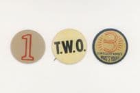 1 2 3 Lucky Horseshoe Number Superstition Badge Button Postcard