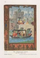 1400s Boat Game Of Archery Sailing Middle Ages Calendar PB Postcard