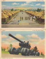 155MM Gun Artillery USA Army Life In Texas 2x Military WW2 Linen Postcard s