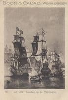1666 De Slag In De Wielingen Dutch Military Ship Old Trade Card