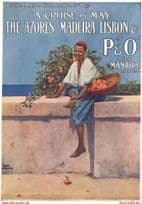1910 P&O Ship Ferry Madeira Lisbon Old Cruise Timetable Brochure