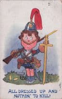 1912 Military Lady Crusader Suffragette Interest Comic Old Postcard