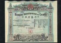 1913 Banque Industrielle De Chine Share Certificate Postcard