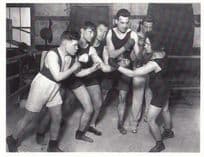 1920s Female Woman Boxer Fights Male Group Photo Postcard