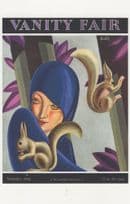 1928 Squirrels Eating Nuts With Posh Lady Vanity Fair Painting Postcard