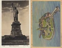 1930's Statue Of Liberty On Bedloes Island New York City Harbor 2x USA Postcard s