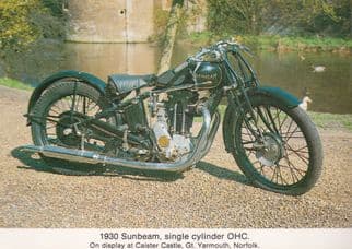 1930 Sunbeam Single Cylinder Motorcycle at Great Yarmouth Postcard