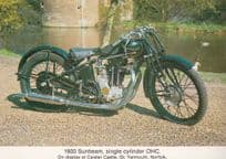 1930 Sunbeam Single Cylinder Motorcycle at Great Yarmouth Postcard