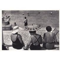 1930s Ladies French Beach Party Umbrellas Antique Hand Parasol Photo Postcard