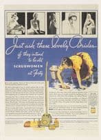 1931 Women Floor Scrubbers Johnson Polish Advertising Postcard