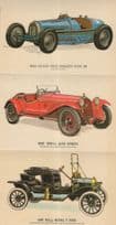 1934 Grand Prix Bugatti Type 59 3x Classic Sports Car Postcard s