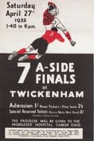 1935 Seven A Side Rugby Final Twickenham Poster Postcard