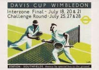 1936 Davis Tennis Cup Wimbledon London Transport Poster Postcard