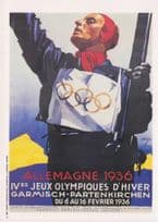 1936 Winter Olympic Games Allemagne Poster Postcard