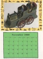 1940s Cast Iron Toy Car Carriage Hill Climber Calendar Postcard