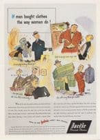 1946 Pacific Mills USA Wool Suits Battle Of The Sexes Advertising Postcard