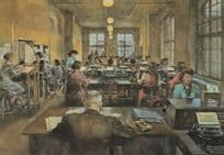 1950 Frankfurt Telephone Exchange Telegram German Painting Postcard