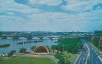 1950s Aerial Longfellow Bridge Hatch Music Shell Embankment Parkway USA Postcard
