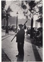 1950s Paris French Balloon Seller Street Vendor Biggles Glasses Photo Postcard