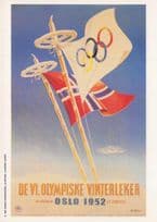 1952 Olympic Games Sports Oslo Norway Poster Postcard
