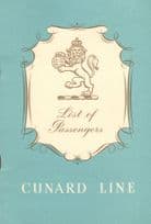 1960 Cunard Line RMS Saxonia Cruise Ship Officers Passenger List Book
