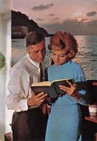 1960s American Family On Board Reading Book Romance Postcard