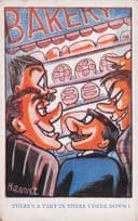1960s Bakers Bakery Cake Pie Stand Greedy Men Old Comic Postcard