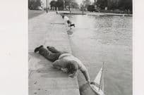 1960s Hampstead Pond Child Launching Model Boat Photo Postcard