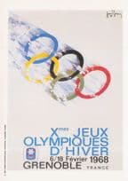 1968 Olympic Games Grenoble France Poster Postcard