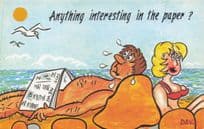 1970s Newspaper as Private Parts Sunscreen Sexy Lady Comic Postcard