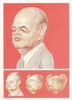 1980s MP Politician as Bear From Siberia Comic Painting Postcard