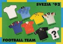 1992 Football European Championships Sweden Team Shirts Postcard