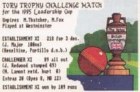 1995 Conservative Party Cricket Match Political Comic Postcard