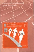 2012 Olympic Games 100 Metres Athletics London Race Isle Of Man Postcard