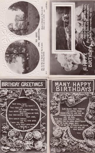 4x Beautiful Antique Character Real Photo Greeting Postcard s