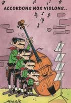 5 Cello Violin Bass Players With One Instrument French Comic Postcard