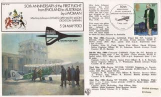50th Anniversary Of First Flight From England To Australia By A Woman Concorde FDC