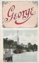 A Boys Mans Named Called GEORGE By Boat Sea Fishing Antique Name Postcard
