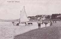 A Busy Day Arnside Sailing Antique Cumbria Postcard
