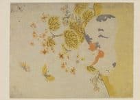A Cat Watching Butterflies Sazuki Harunobu Japanese Painting Postcard