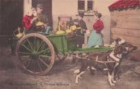 A Flemish Dairy Milk Man & Old Transport Cart Belgium Postcard