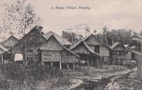 A Malay Village Penang Malaysia Old Houses Antique Postcard