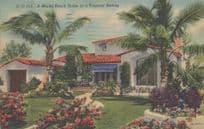 A Miami Beach Home In A Tropical Setting Linen Postcard