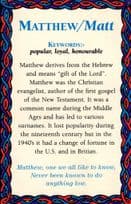 A Name Called Matthew Matt Gospel 1940s Origin Postcard