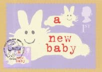 A New Baby Rabbit Greetings Royal Mail First Day Cover Postcard