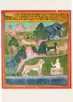 A Princely Saint Amongst Animals Indian Painting Postcard