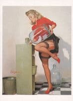 A Refreshing Lift 1940s Water Machine Upskirt Glamour Painting Postcard
